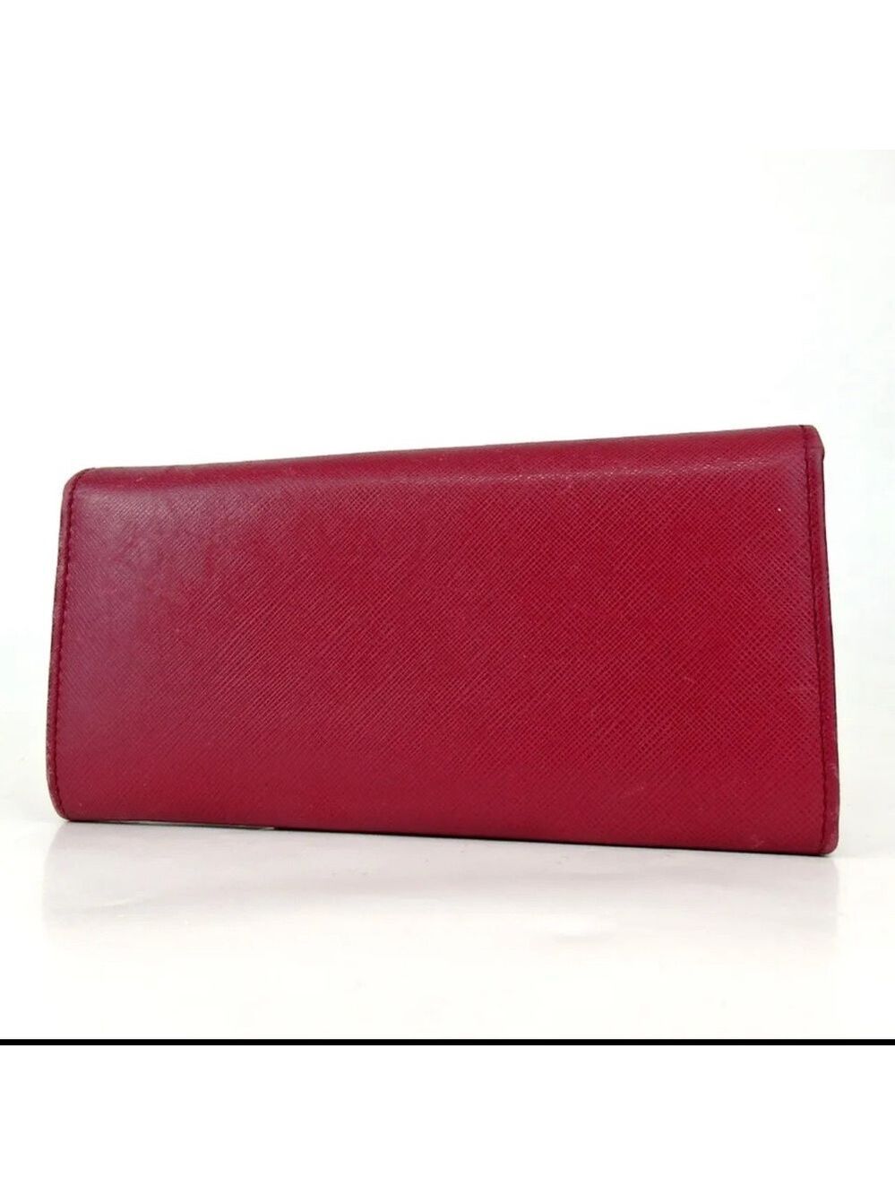 Authentic Salvatore Ferragamo Giancini Dark Pink/Red Leather Wallet Clutch - Picture 2 of 10